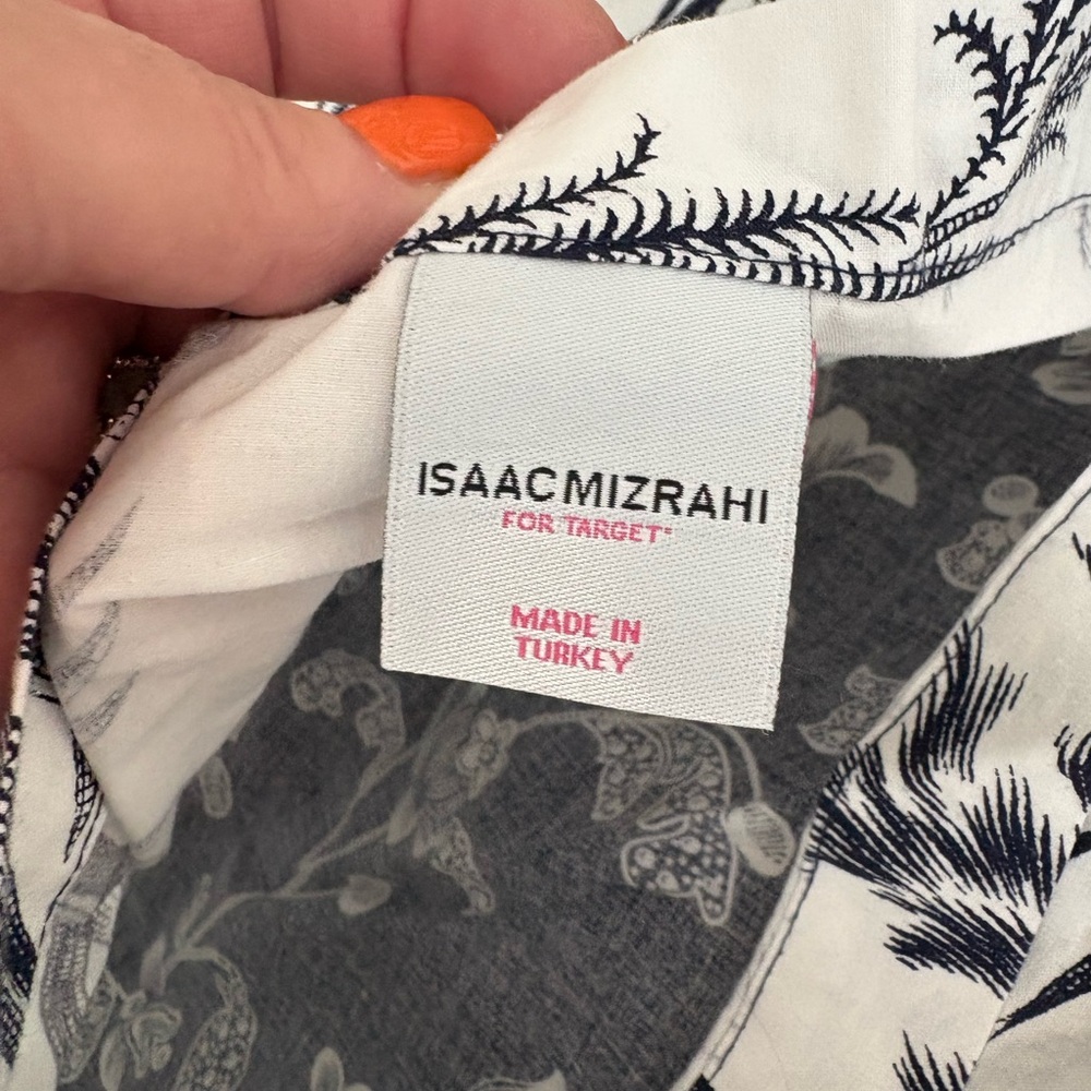 Isaac Mizrahi Navy and White Floral Duvet Cover Pillow Shams Reversible King - Picture 11 of 12